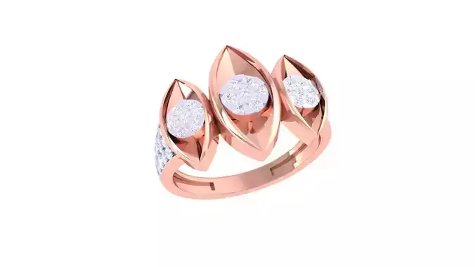 Tri Eye High Jewelry Diamond Cocktail Ring 3dm stl obj renders