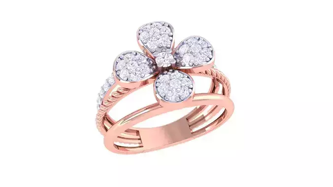 Twisted Flower Wire High Jewelry Diamond Cocktail Ring 3dm stl 