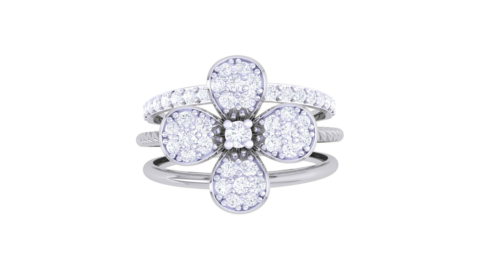 Twisted Flower Wire High Jewelry Diamond Cocktail Ring 3dm stl  3D print model_9