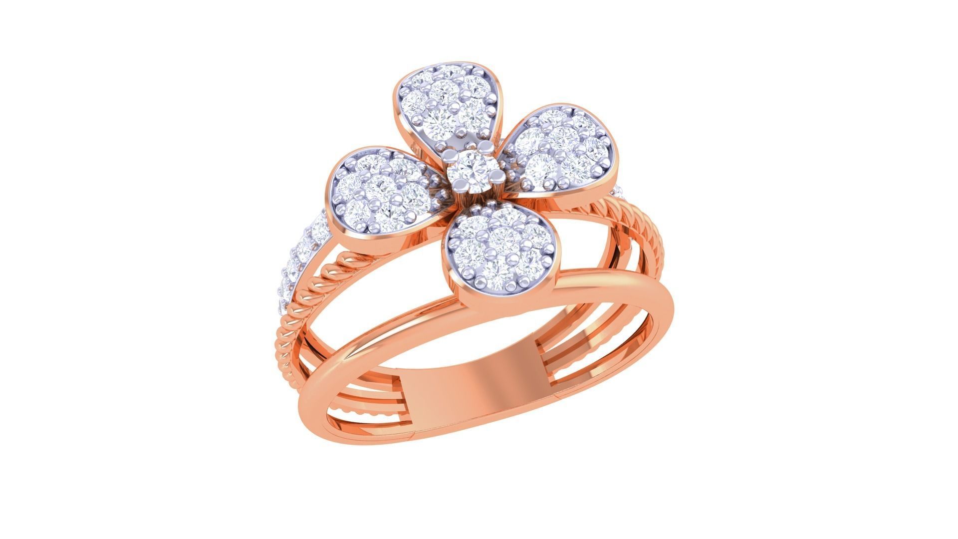 Twisted Flower Wire High Jewelry Diamond Cocktail Ring 3dm stl  3D print model_6