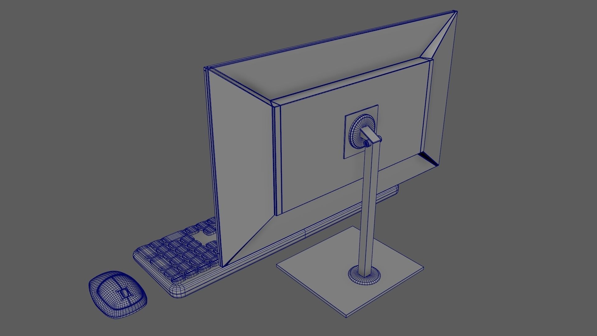 Wireles Computer Set Keyboard Mouse Monitor Black Version 3D model_11