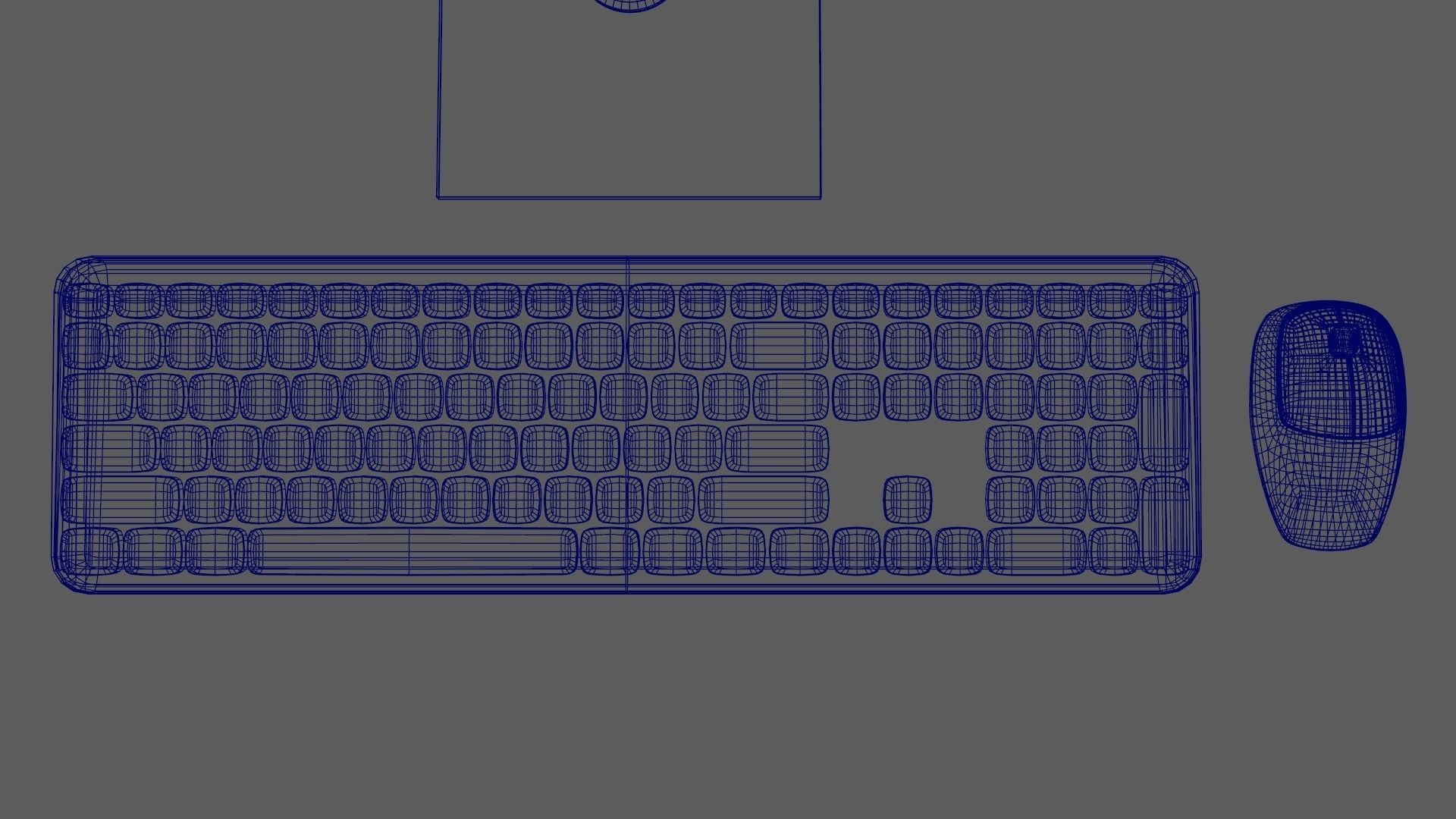 Wireles Computer Set Keyboard Mouse Monitor Black Version 3D model_16