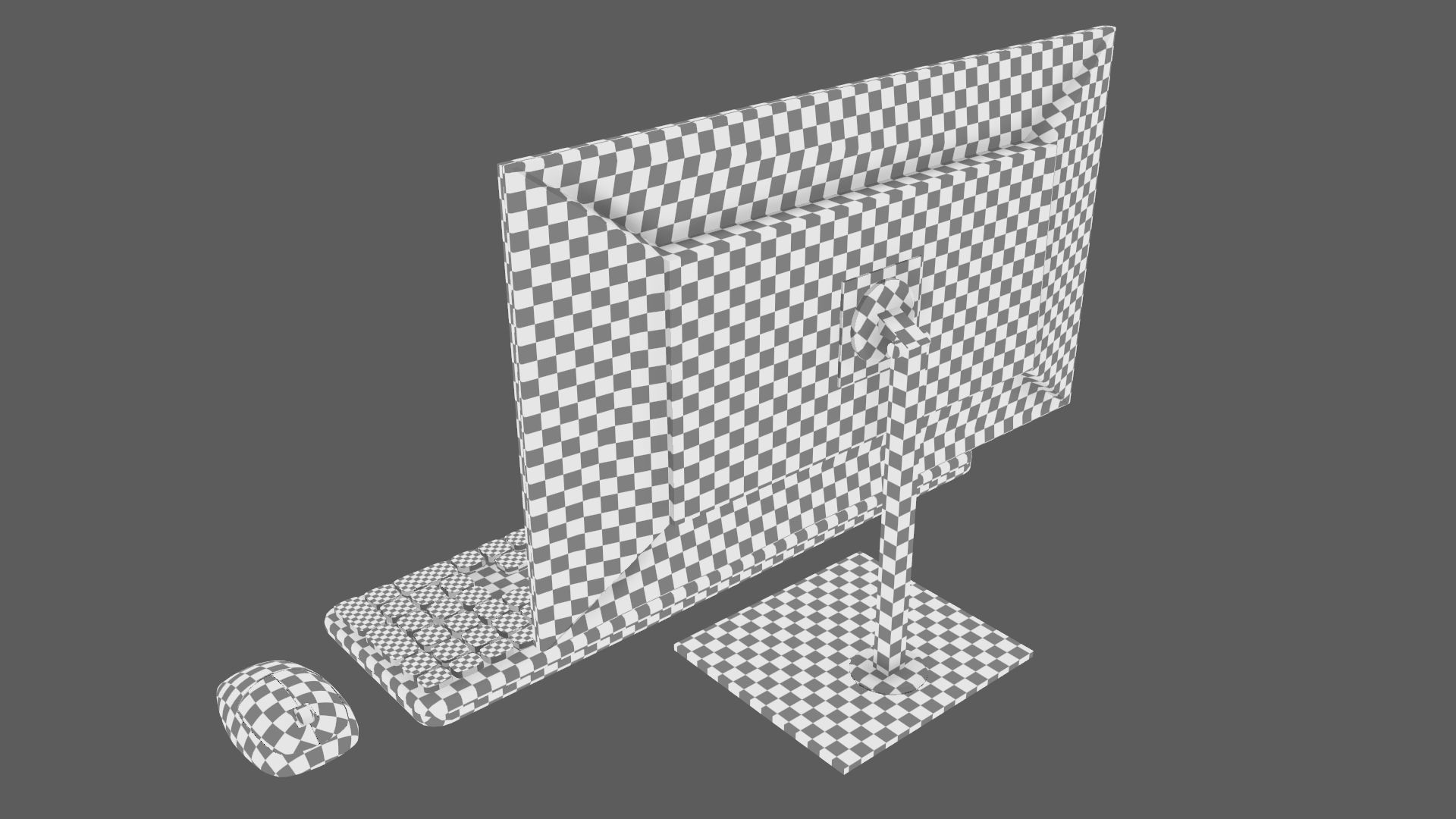 Wireles Computer Set Keyboard Mouse Monitor Black Version 3D model_19