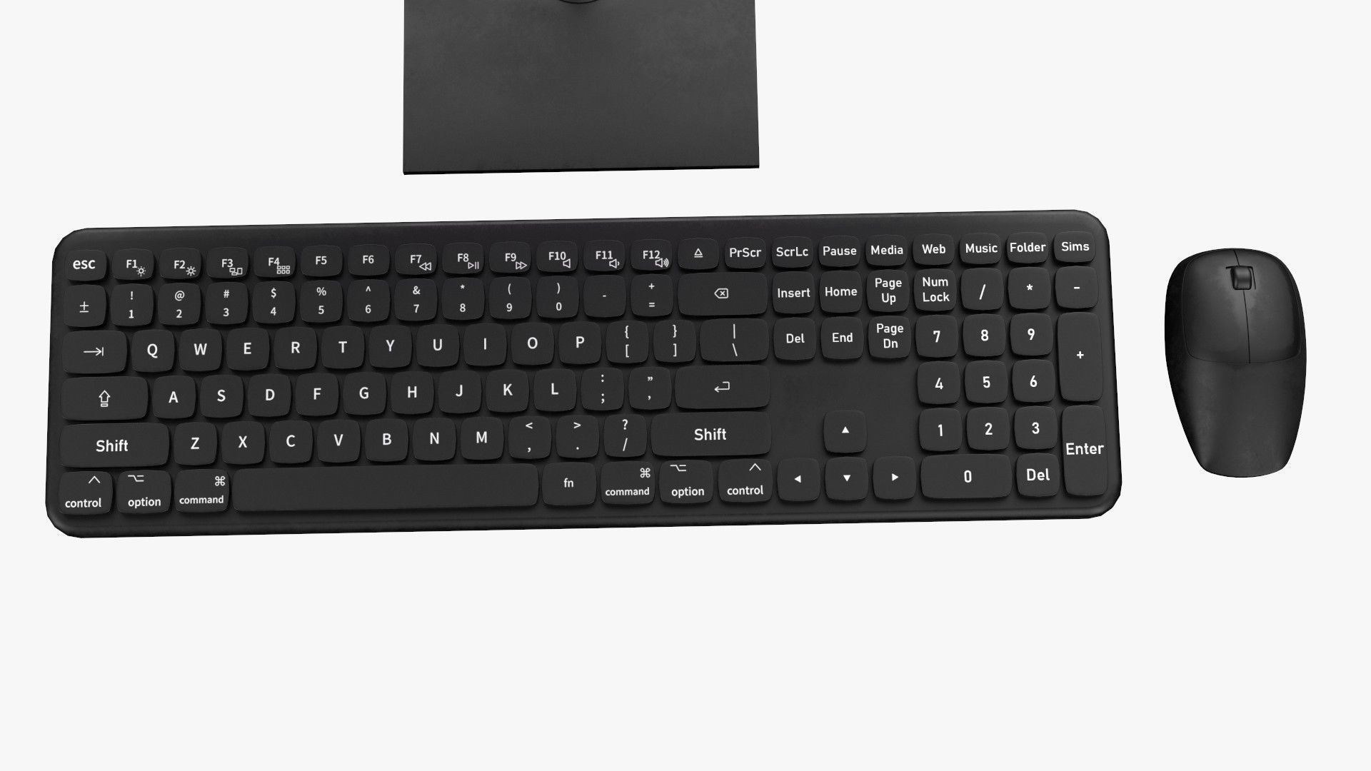 Wireles Computer Set Keyboard Mouse Monitor Black Version 3D model_4