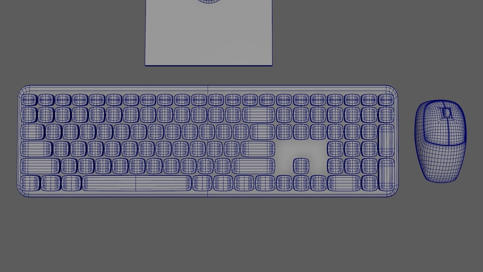 Wireles Computer Set Keyboard Mouse Monitor Black Version 3D model_12