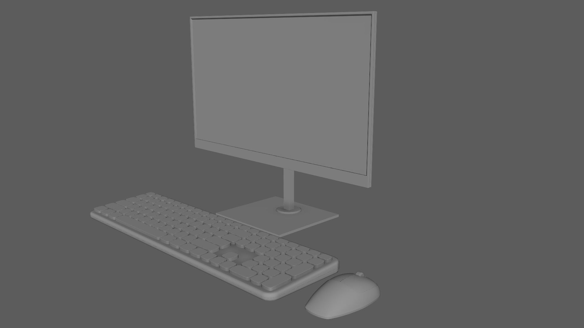 Wireles Computer Set Keyboard Mouse Monitor Black Version 3D model_6
