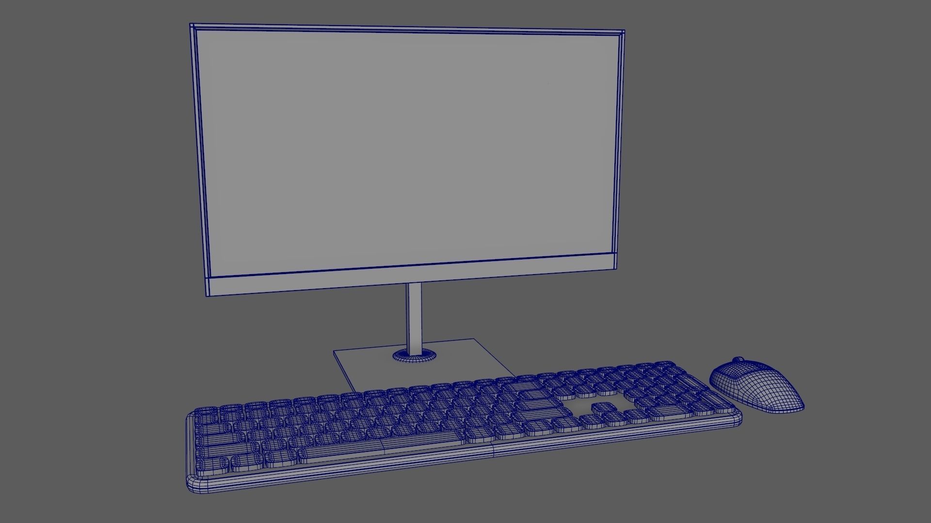 Wireles Computer Set Keyboard Mouse Monitor Black Version 3D model_9