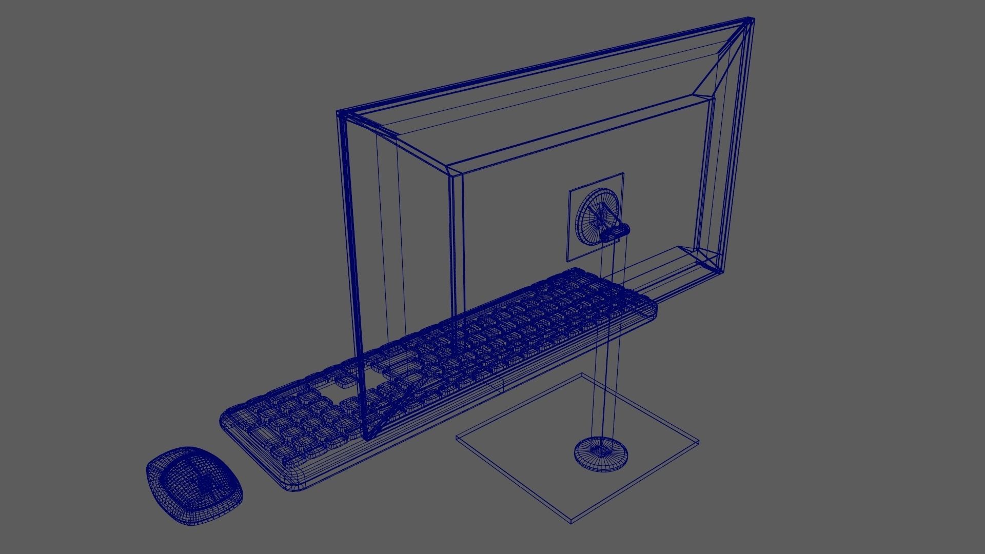 Wireles Computer Set Keyboard Mouse Monitor Black Version 3D model_15