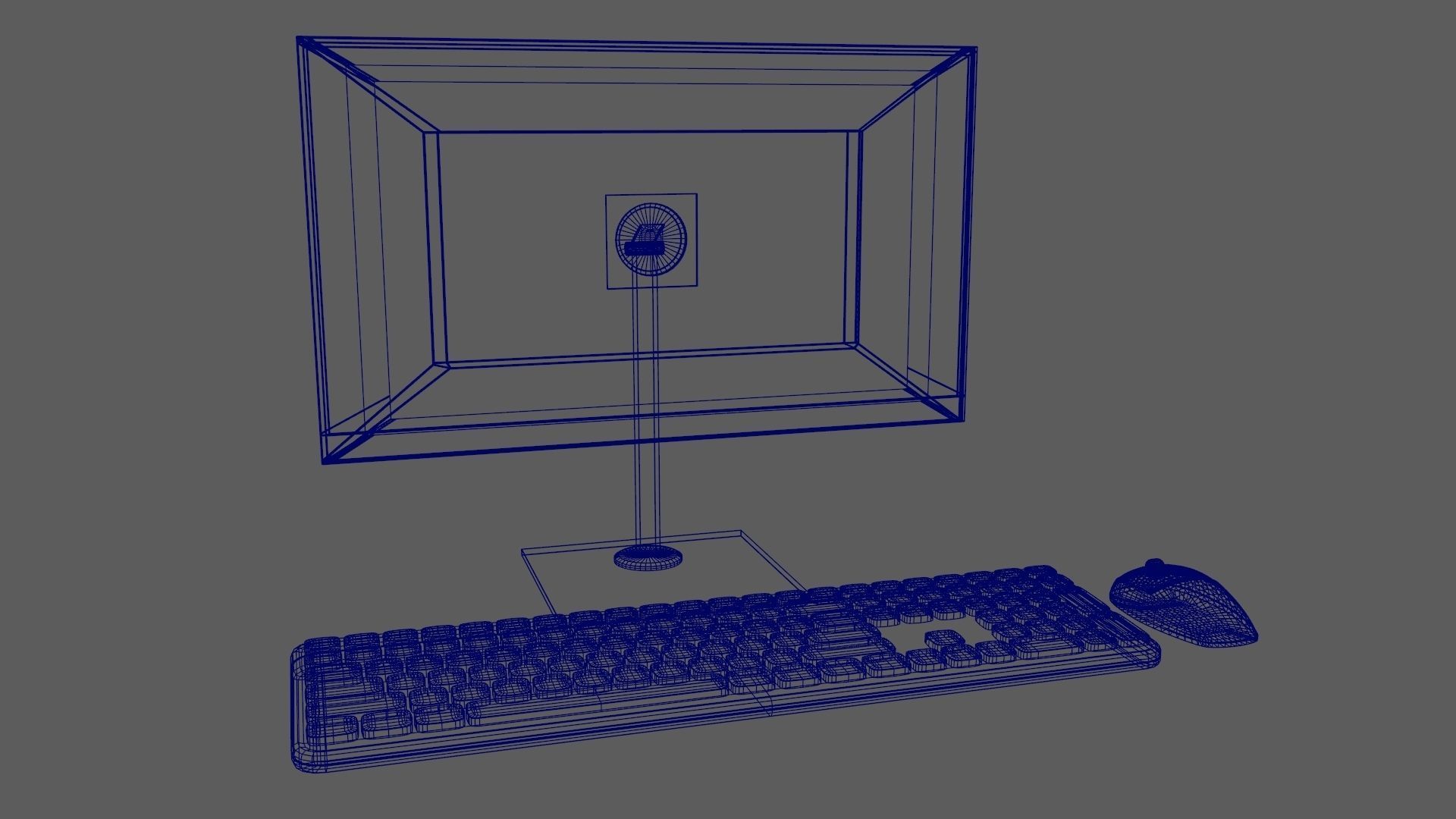 Wireles Computer Set Keyboard Mouse Monitor Black Version 3D model_13