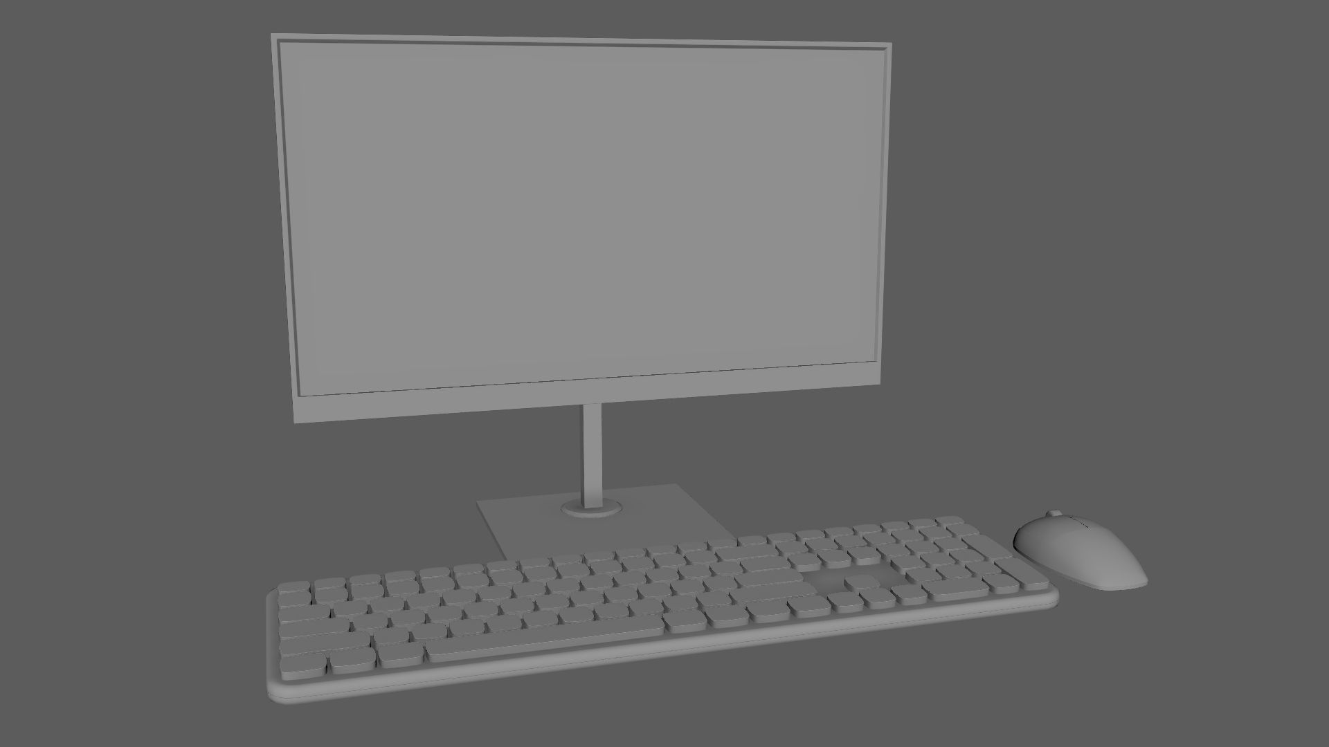 Wireles Computer Set Keyboard Mouse Monitor Black Version 3D model_5