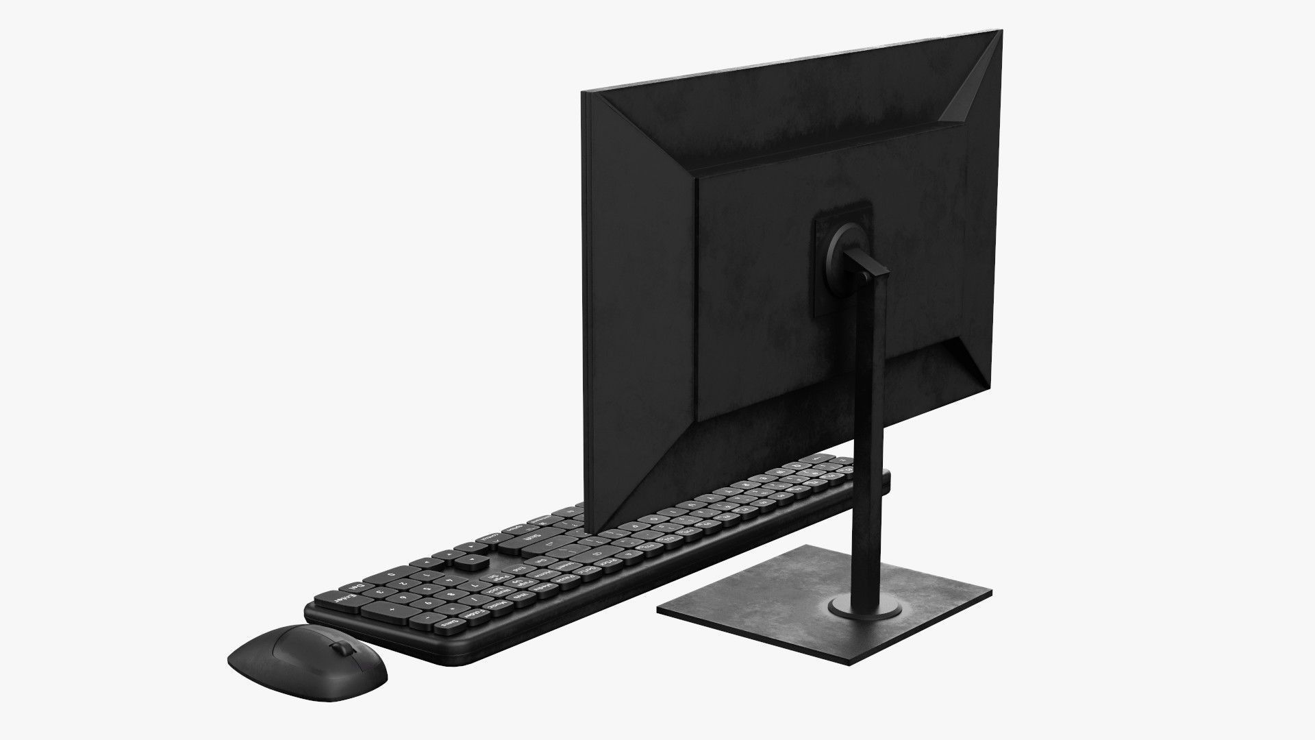Wireles Computer Set Keyboard Mouse Monitor Black Version 3D model_3