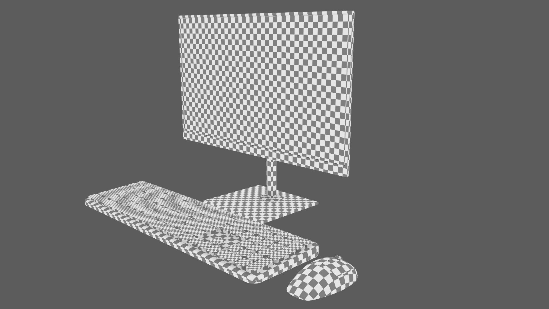 Wireles Computer Set Keyboard Mouse Monitor Black Version 3D model_18