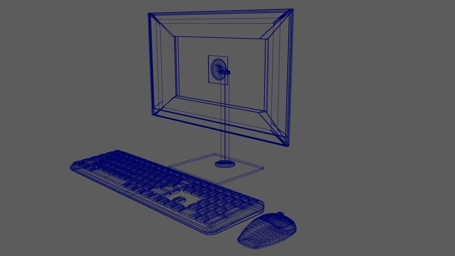 Wireles Computer Set Keyboard Mouse Monitor Black Version 3D model_14