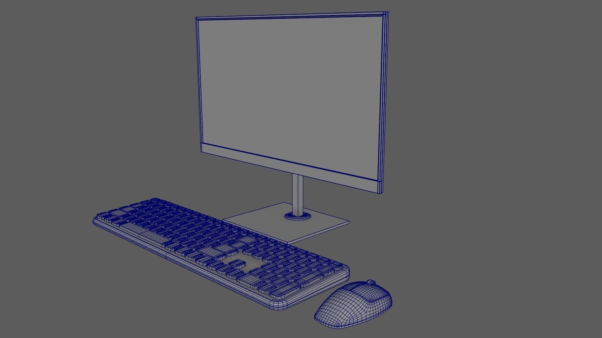 Wireles Computer Set Keyboard Mouse Monitor Black Version 3D model_10