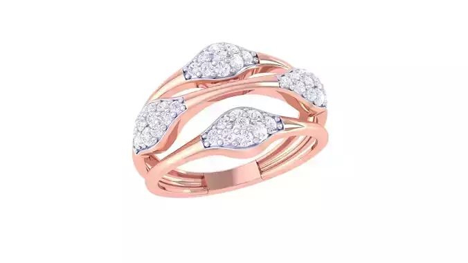 Wire High Jewelry Diamond Cocktail Ring 3dm stl obj renders