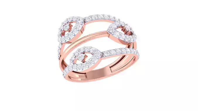 Wire High Jewelry Diamond Cocktail Ring 3dm stl obj renders 3D print model