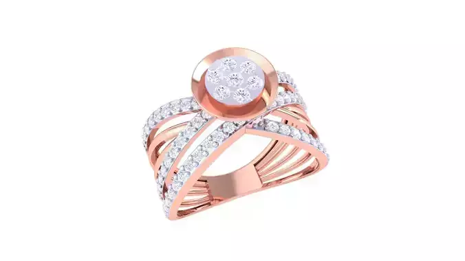 Wire High Jewelry Diamond Cocktail Ring 3dm stl obj renders