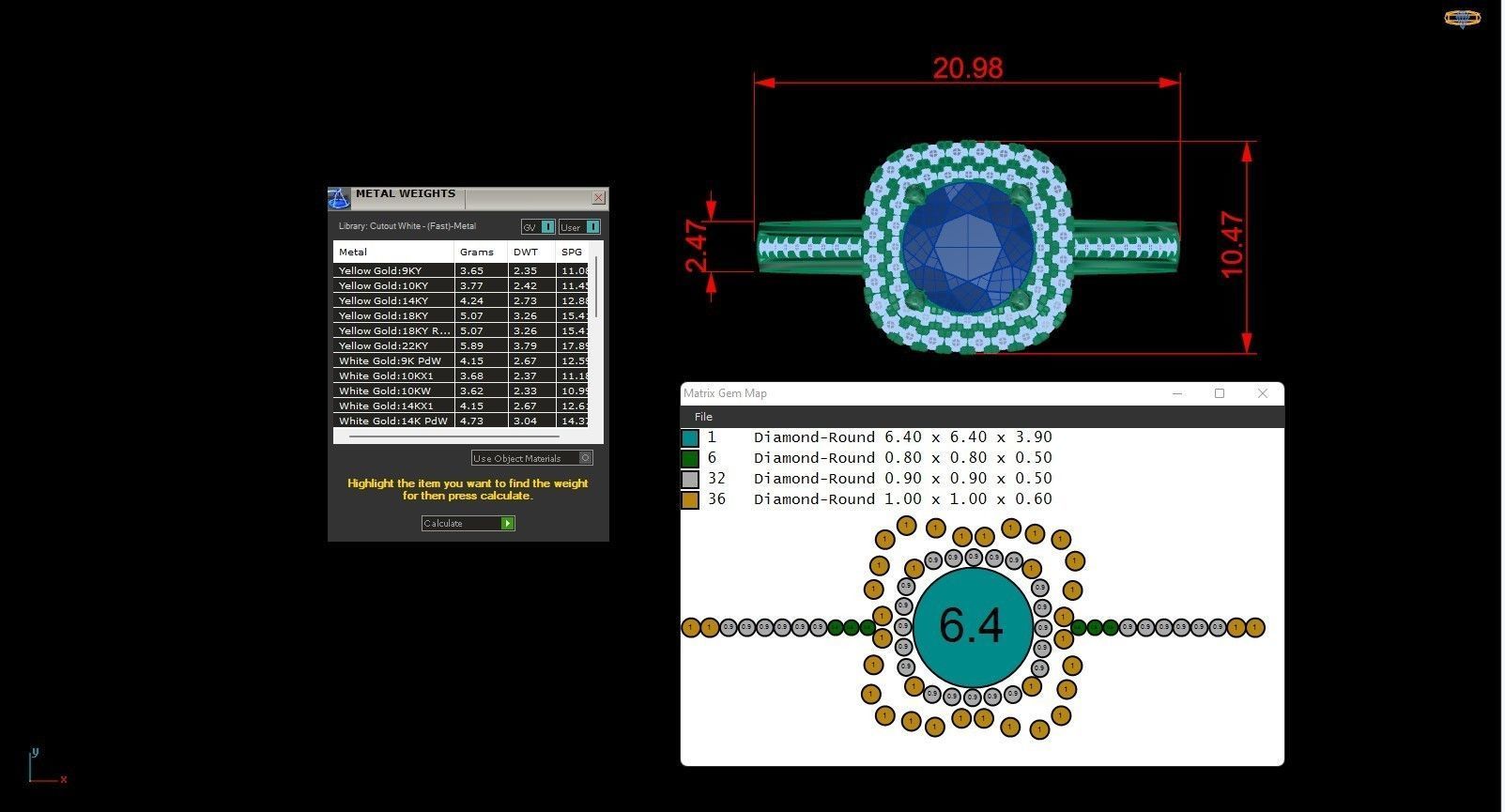 Round double halo multi-stone engagement ring 3d model 3D print model_3