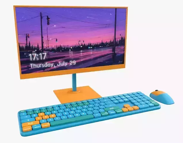 Wireles Computer Set Keyboard Mouse Monitor Iceberg Blue Version