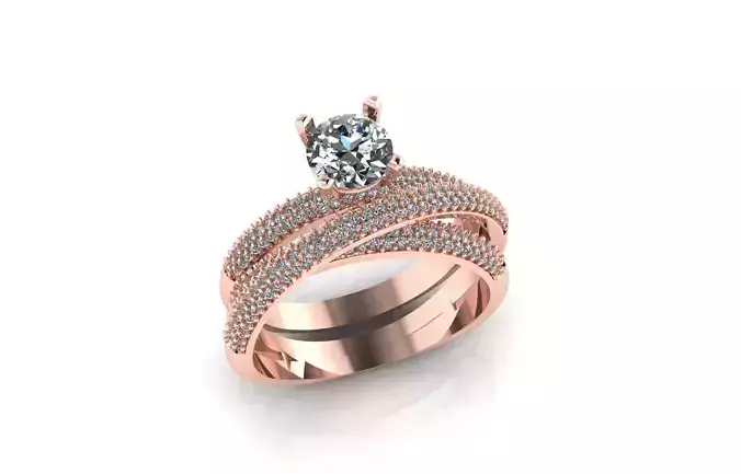 Round Unique Diamond Anniversary Ring 3d cad file 3D print model