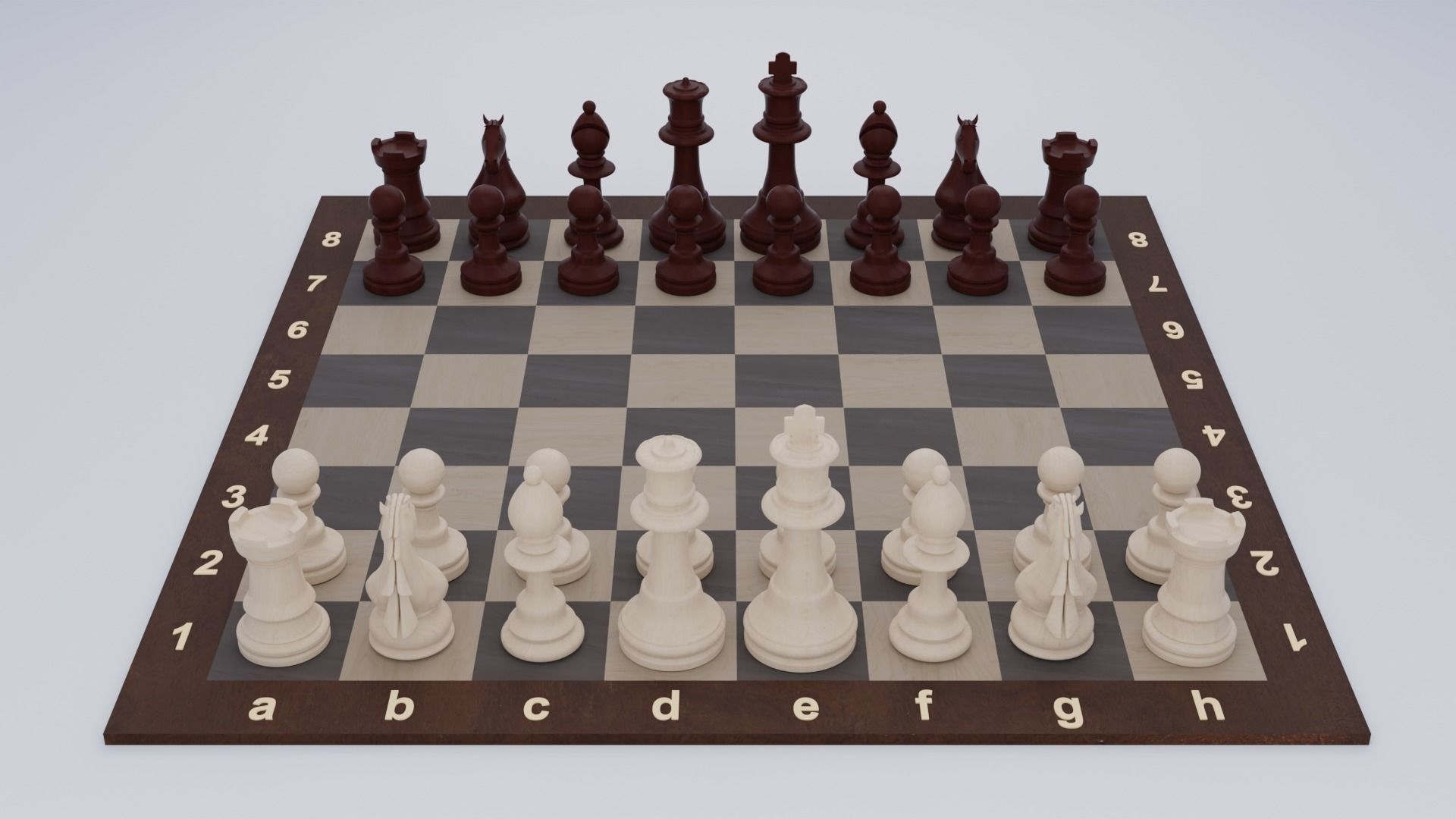 Wooden Chess Set  3D model_3