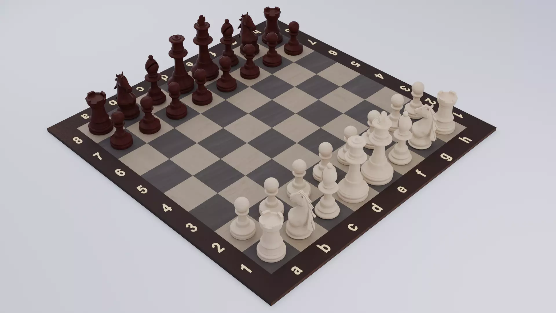 Wooden Chess Set  3D model_0