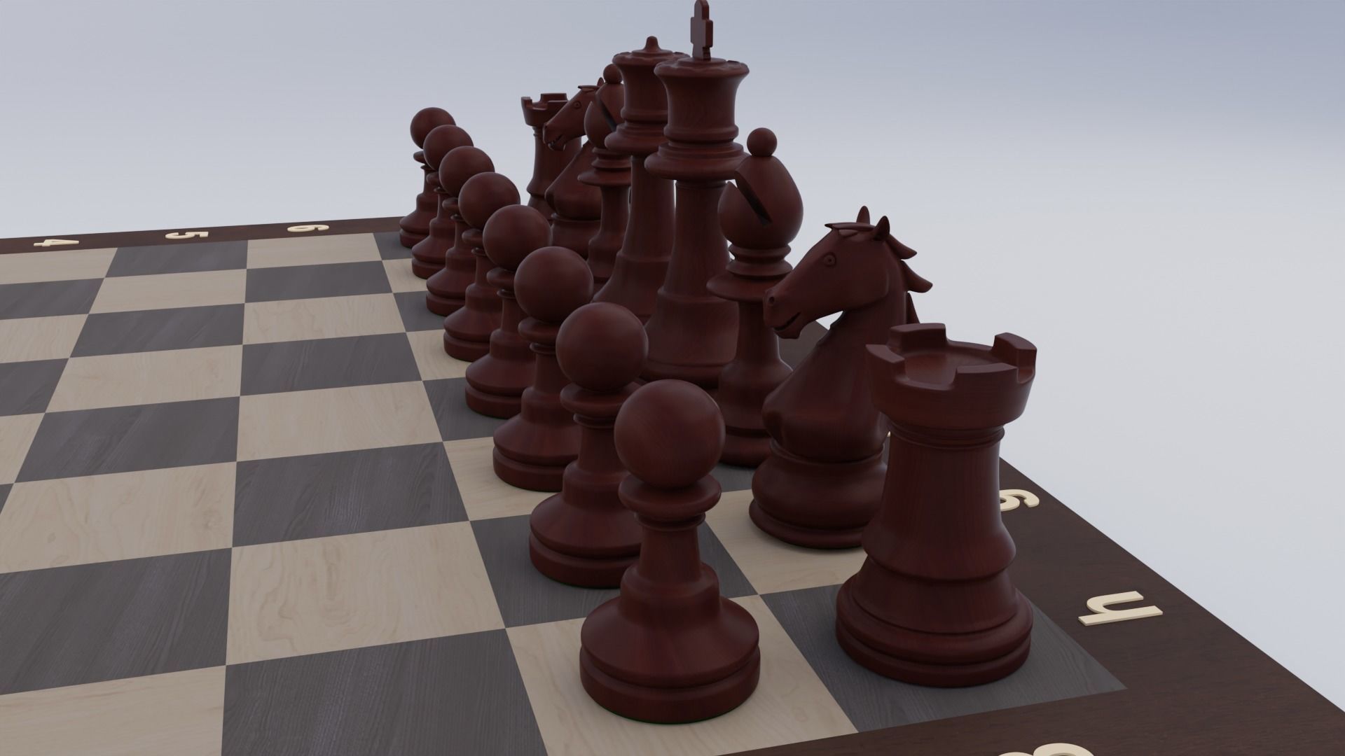 Wooden Chess Set  3D model_12