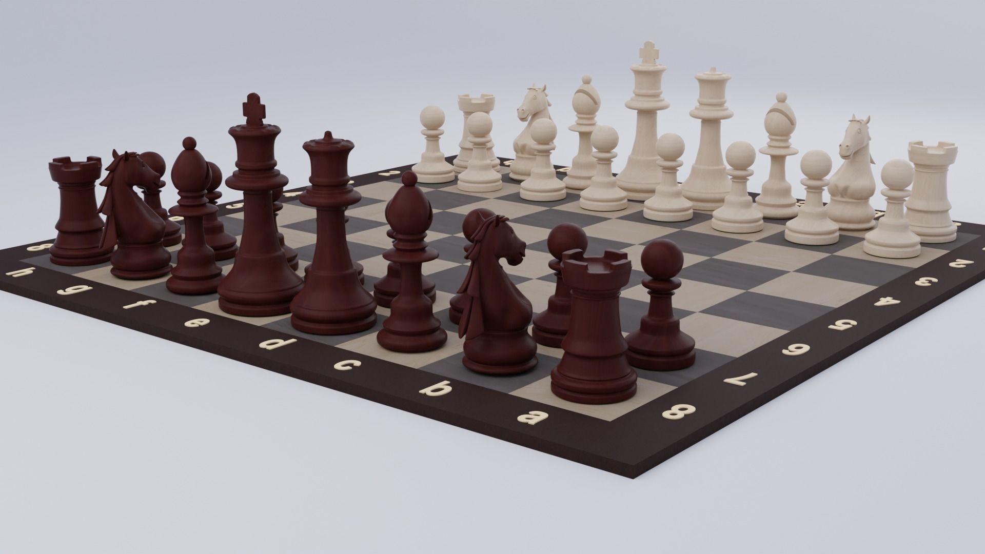 Wooden Chess Set  3D model_10