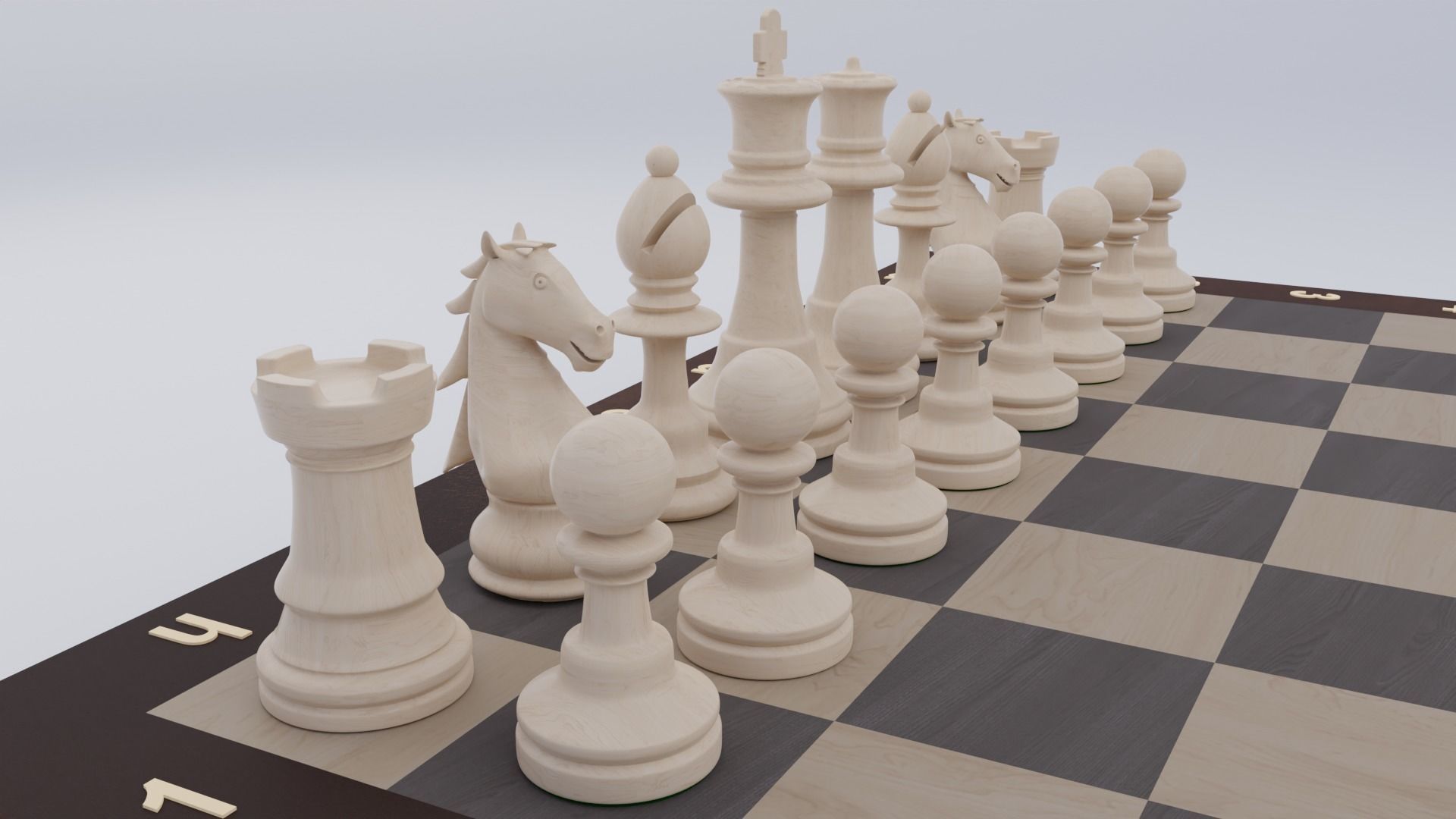 Wooden Chess Set  3D model_11