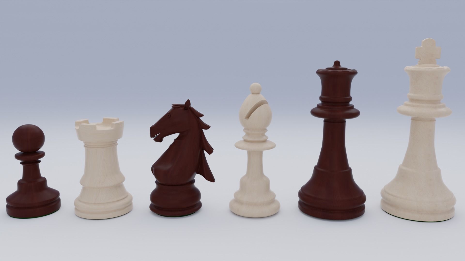 Wooden Chess Set  3D model_1