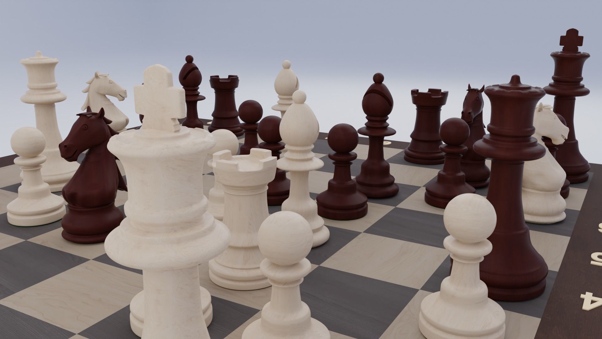 Wooden Chess Set  3D model_14