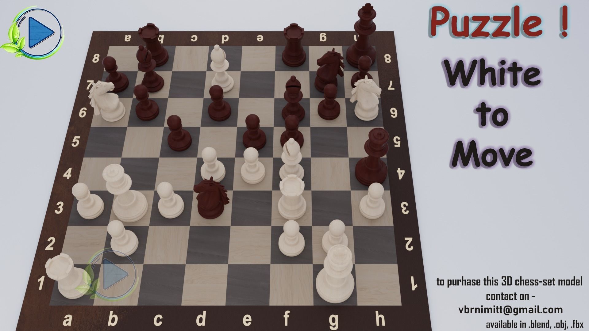 Wooden Chess Set  3D model_2