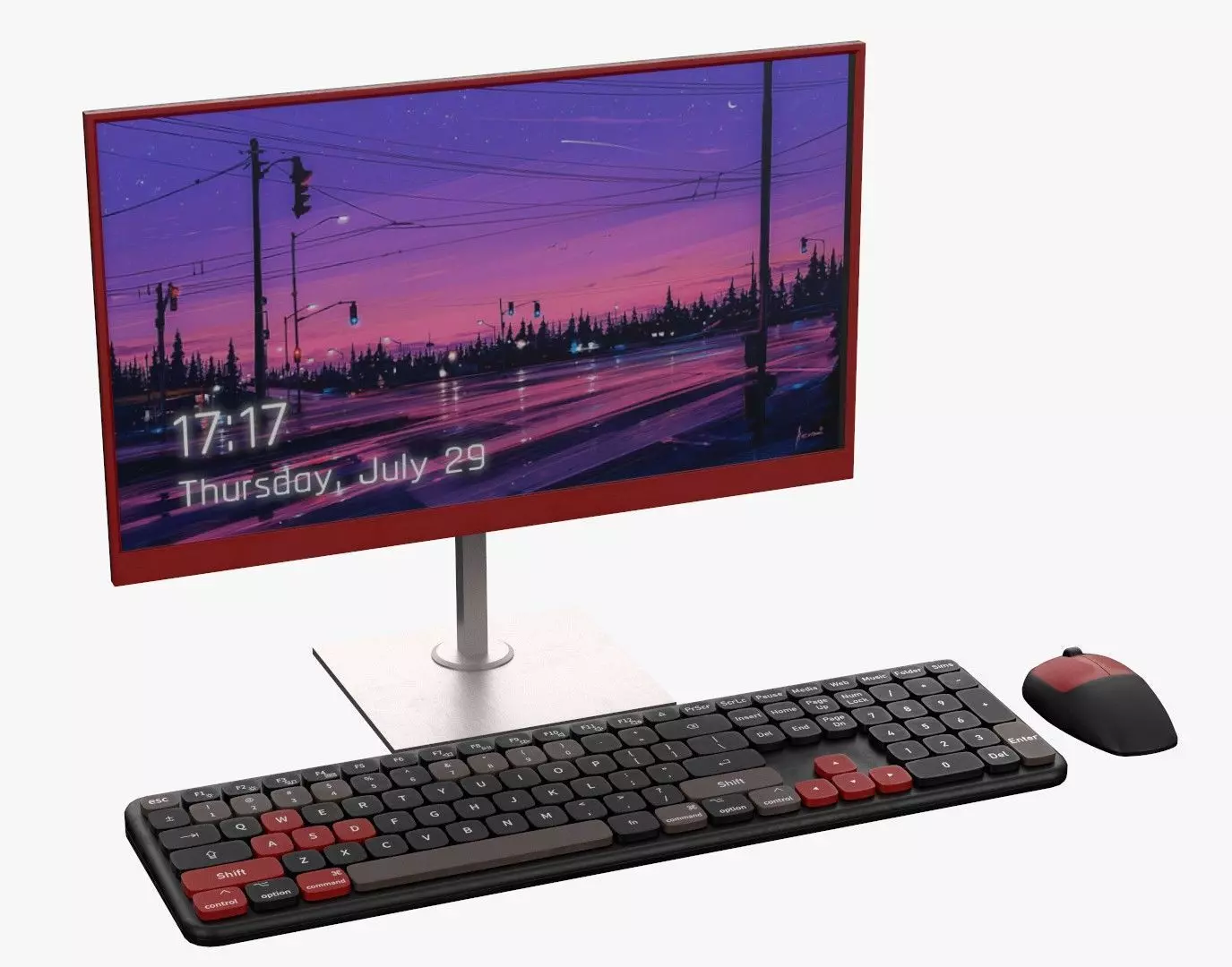 Wireles Computer Set Keyboard Mouse Monitor Gamer Version 3D model
