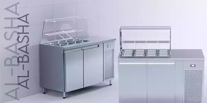 Industrial Stainless Steel Worktop Fridge With Salads