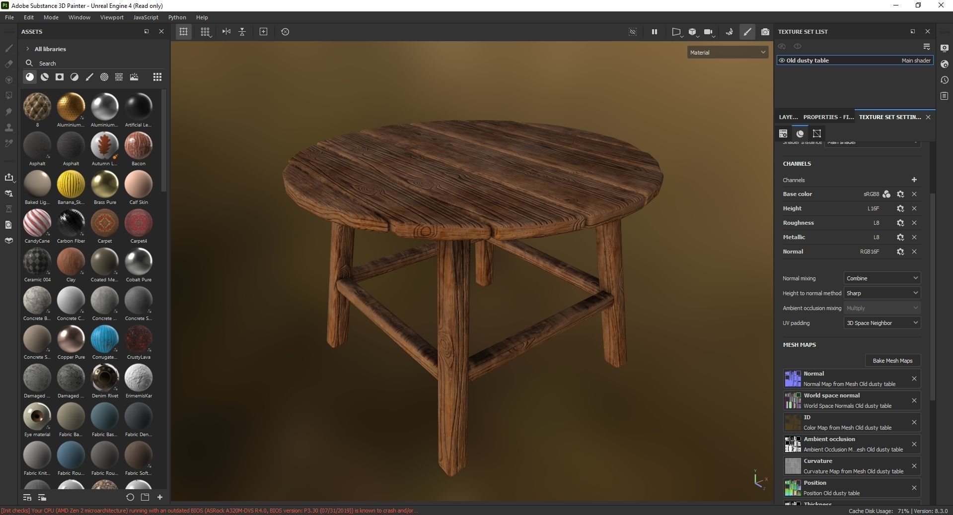 Old dusty table 3D Model Low-poly 3D model_7