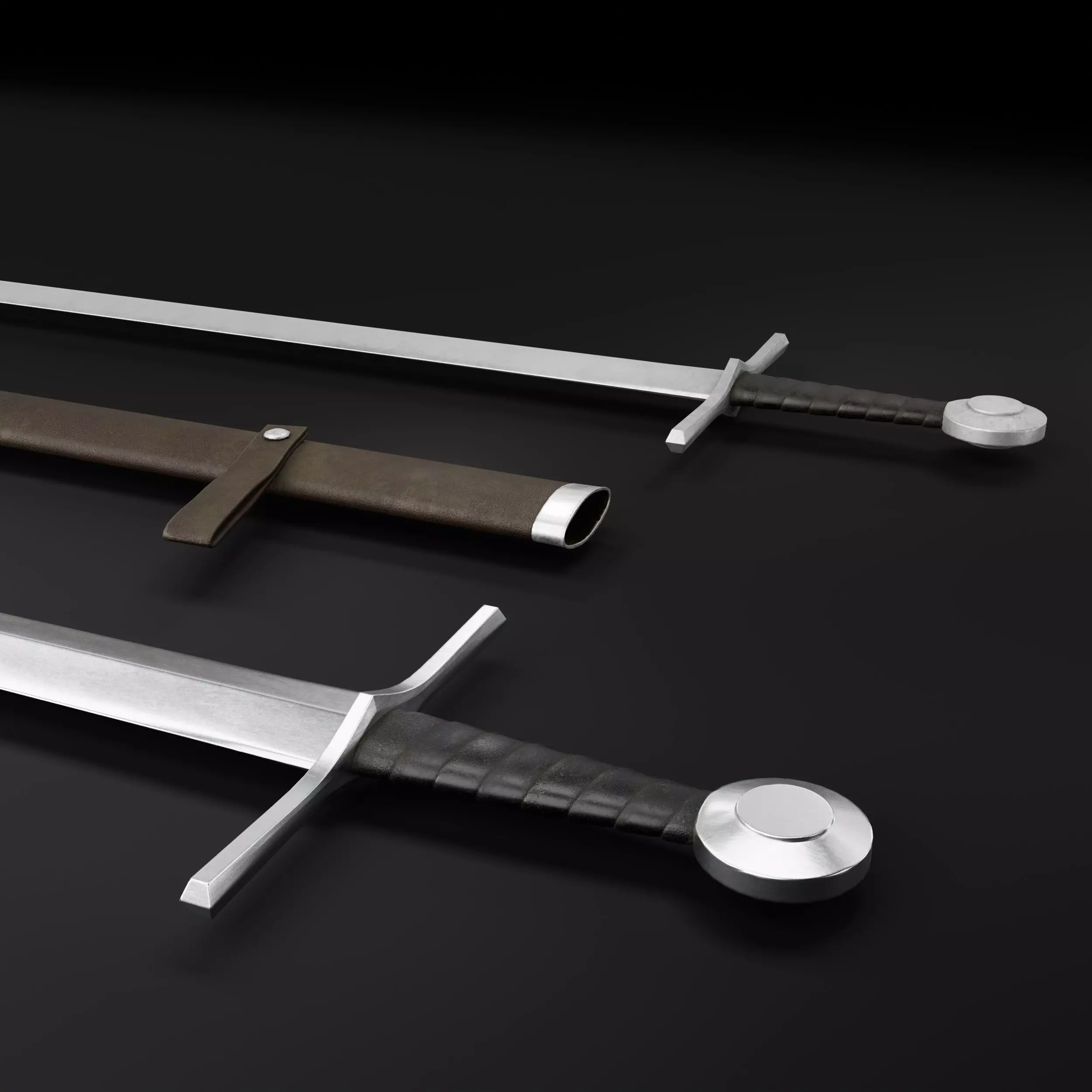 Medieval Sword 05 low poly plus old texture and sheath UE Low-poly 3D model