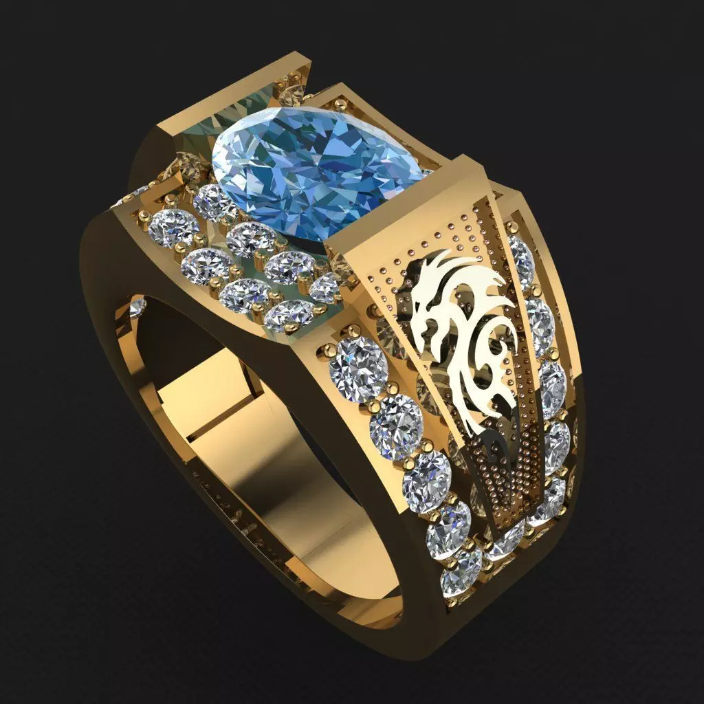 Men Diamond Ring 3D print model_0
