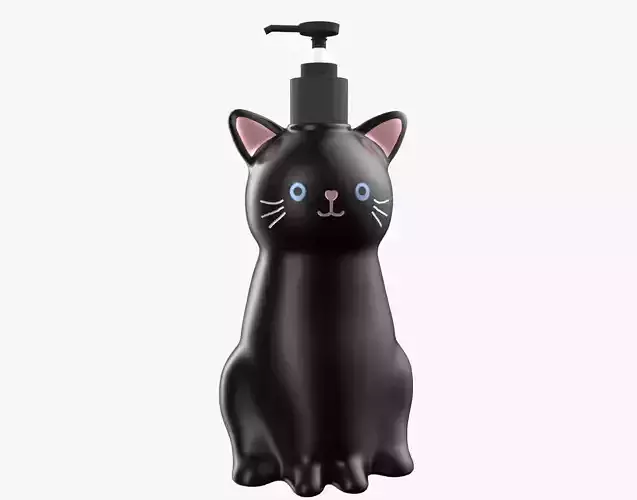 Cat Liquid Soap Dispenser Black Version 3D model