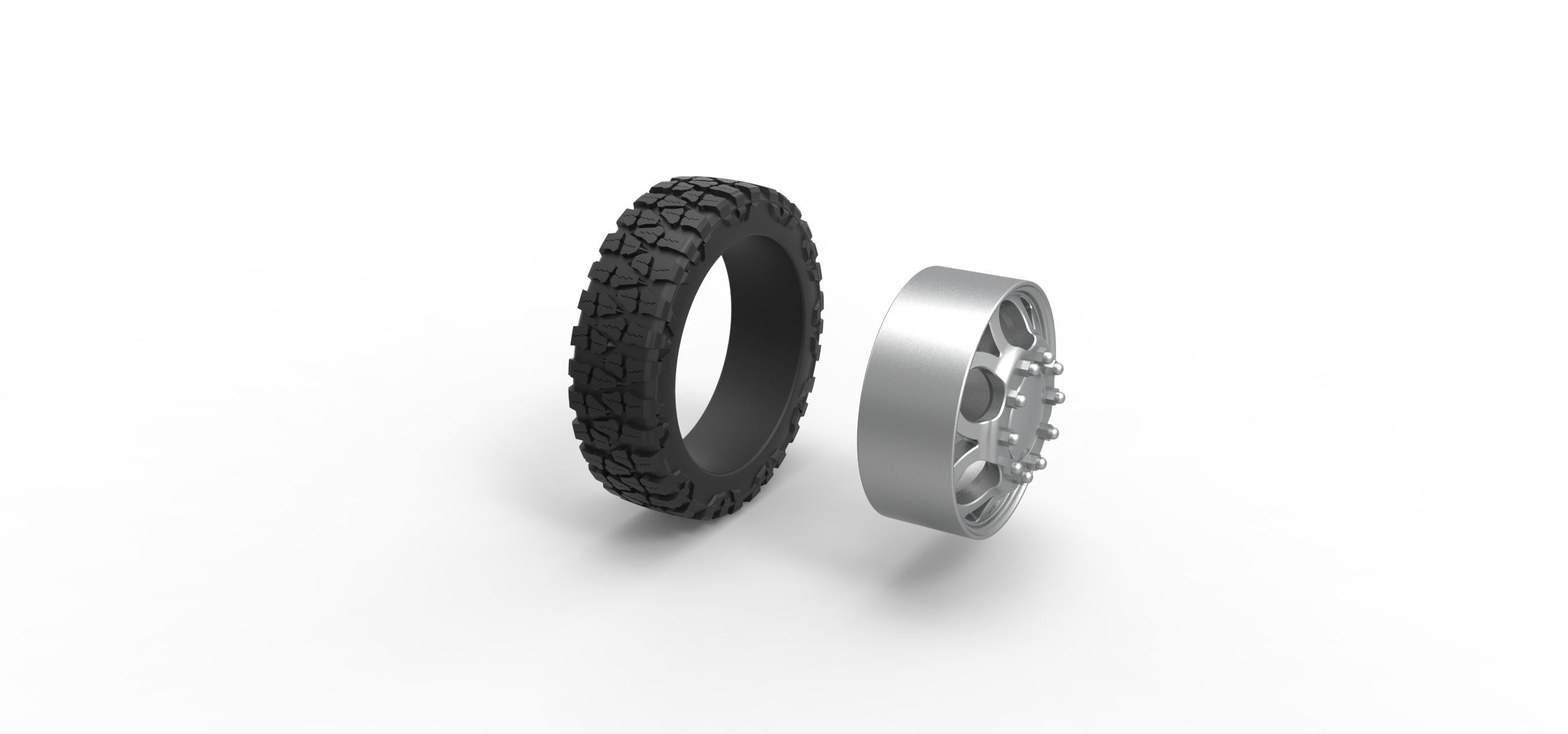 Front semi wheel for pickup V15 Scale 1 to 25 3D print model_8