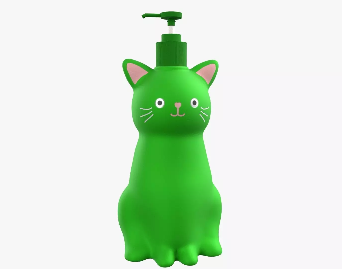 Cat Liquid Soap Dispenser Green Version 3D model_0