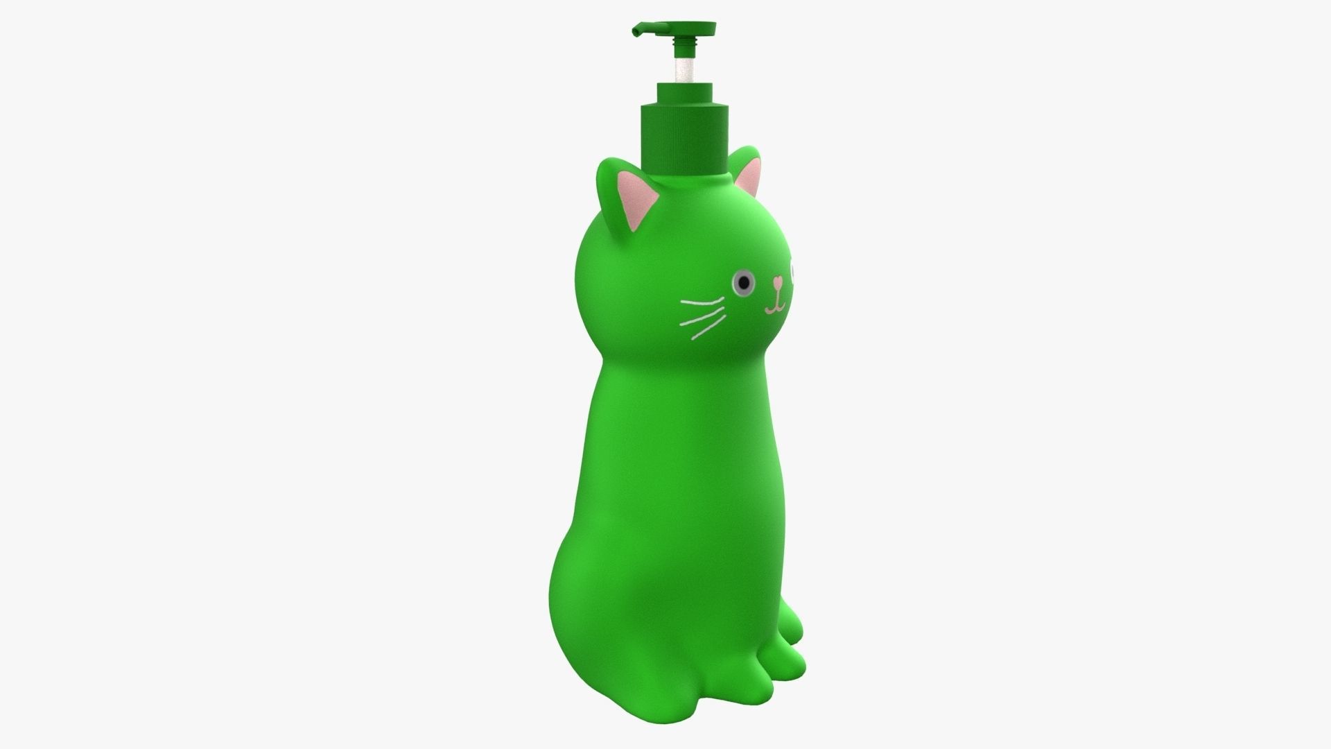 Cat Liquid Soap Dispenser Green Version 3D model_4