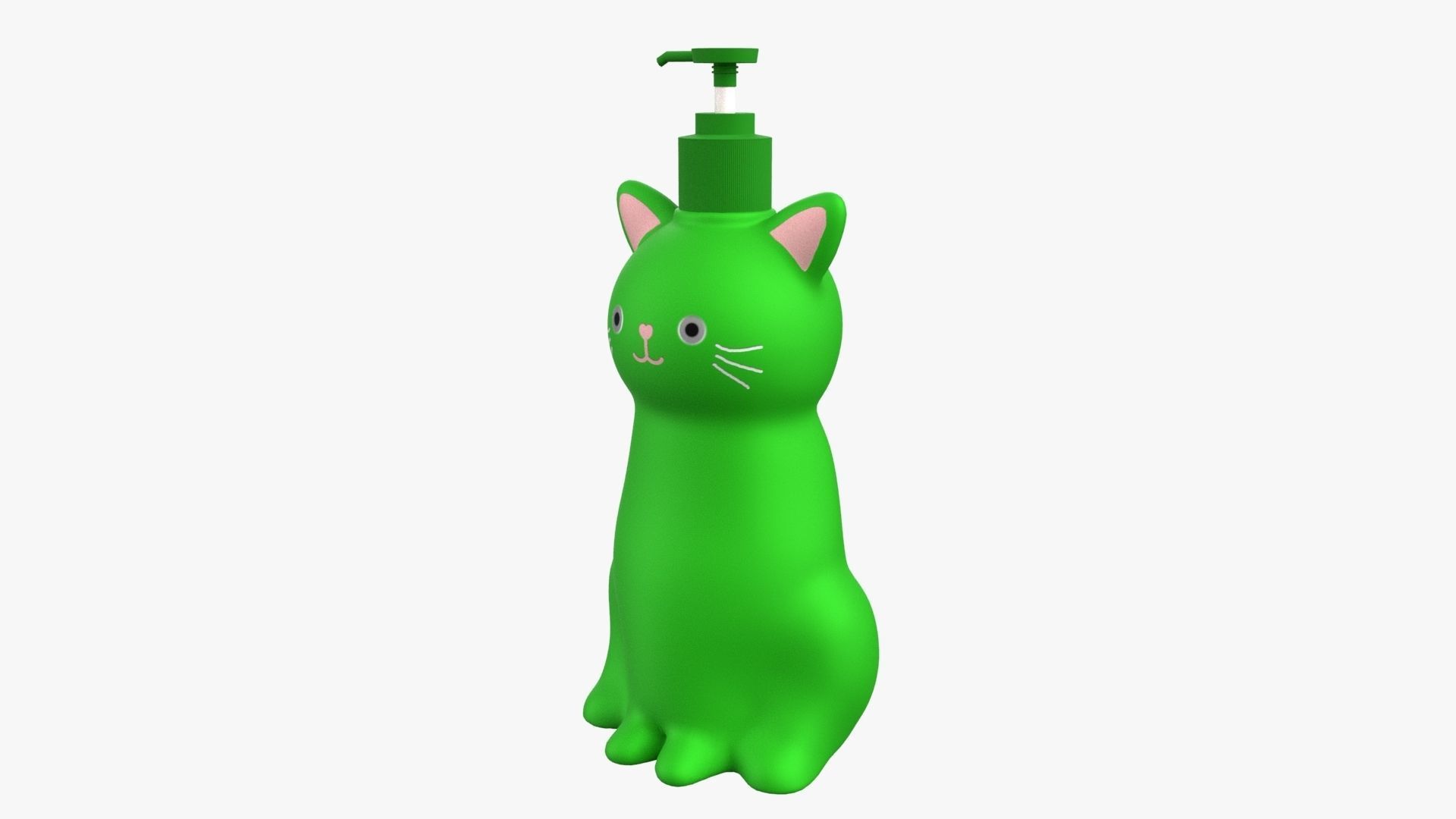 Cat Liquid Soap Dispenser Green Version 3D model_2