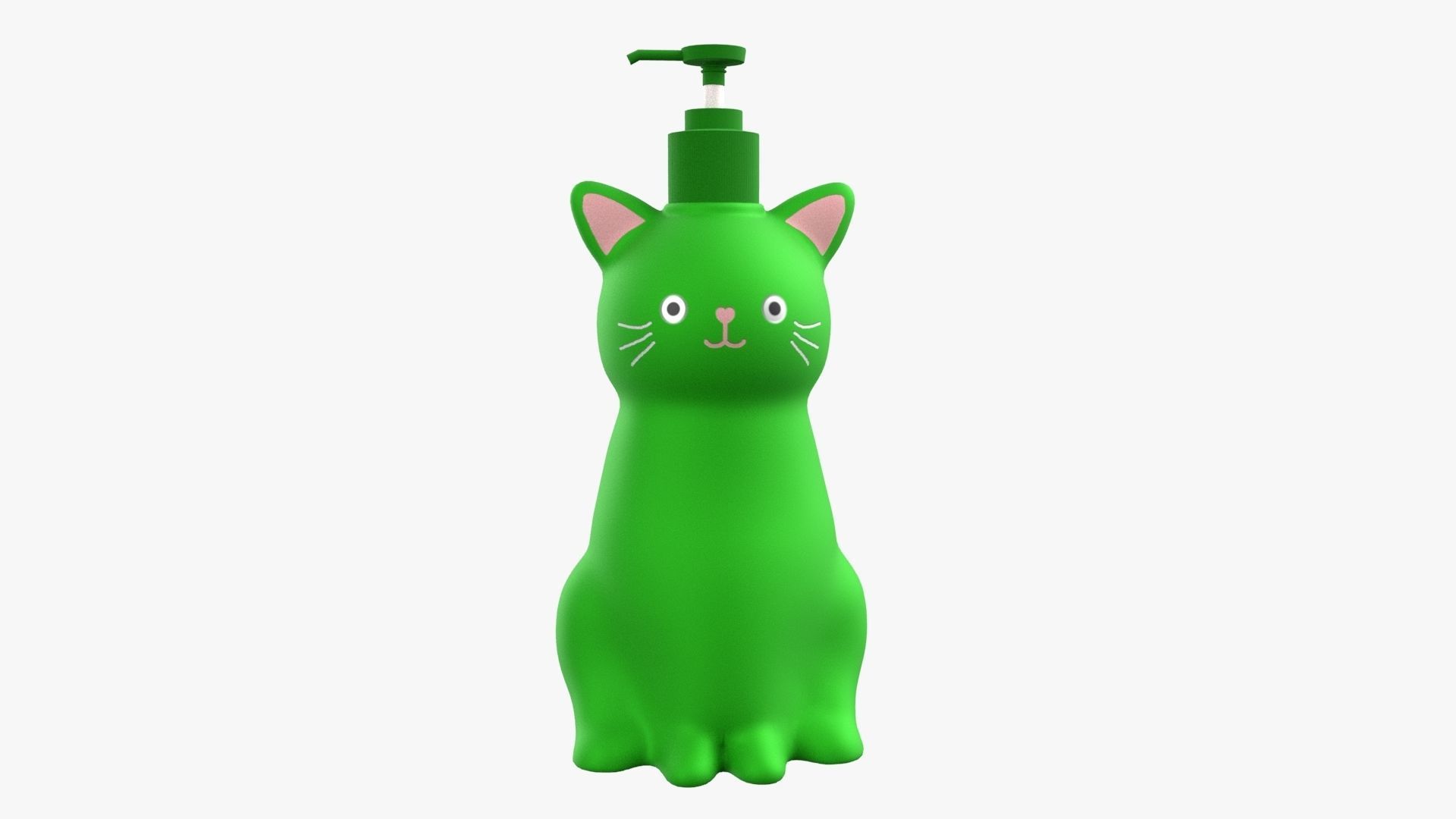 Cat Liquid Soap Dispenser Green Version 3D model_1