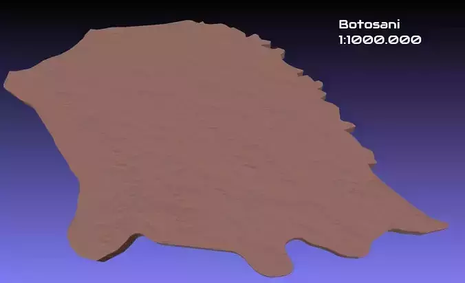 Romania 3D Map of Botosani County 1 to 1000000 3D print model