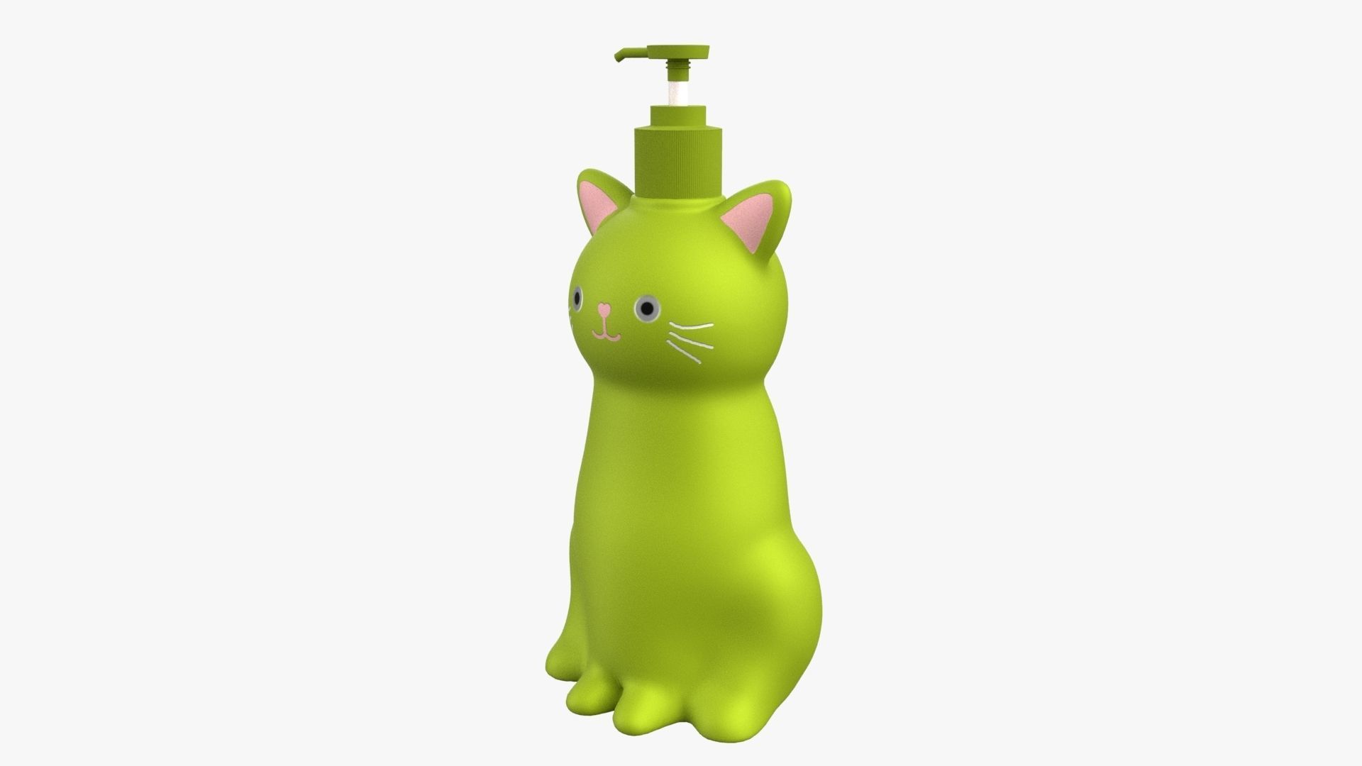 Cat Liquid Soap Dispenser Leaf Green Version 3D model_2