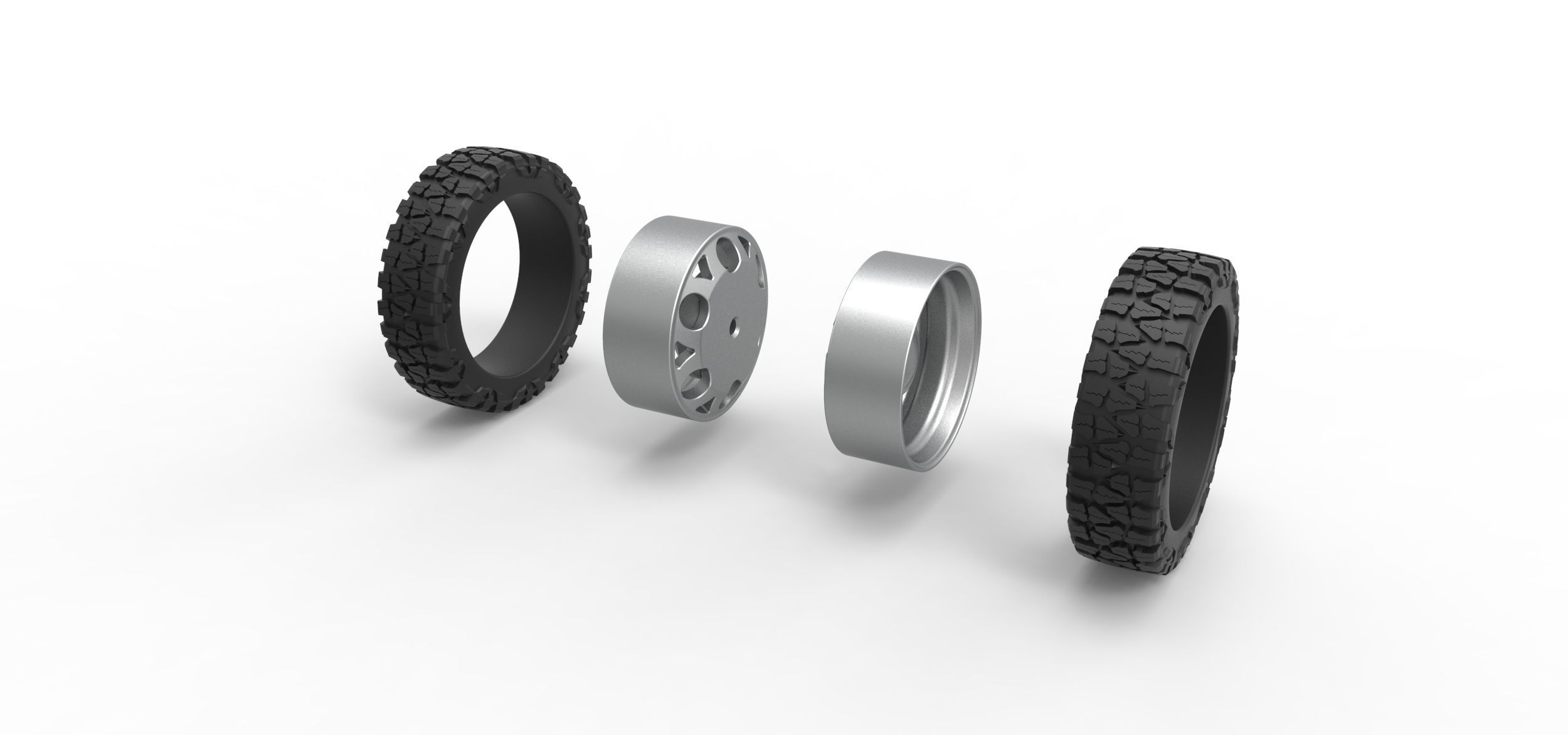 Rear semi wheel for pickup V15 Scale 1 to 25 3D print model_8