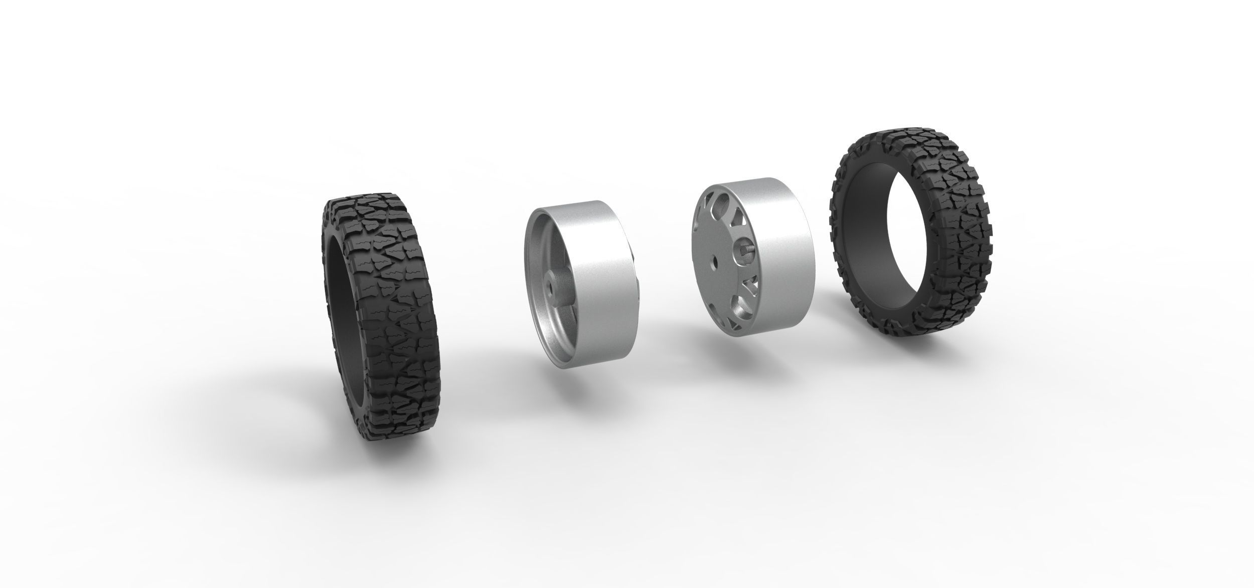 Rear semi wheel for pickup V15 Scale 1 to 25 3D print model_9