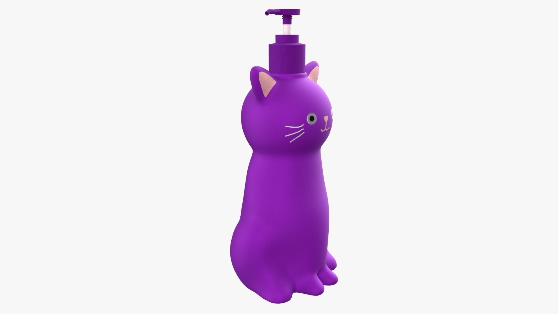 Cat Liquid Soap Dispenser Purple Version 3D model_4