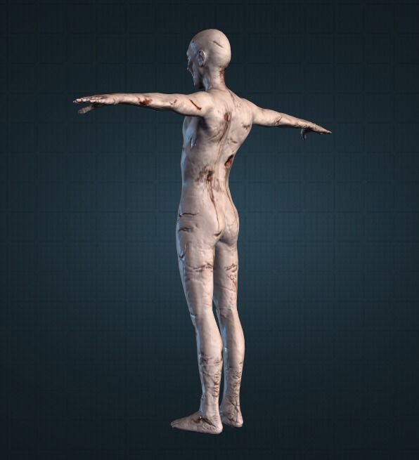 Ultra Real Male Zombie 3D Model and Animation Pack Low-poly 3D model_3