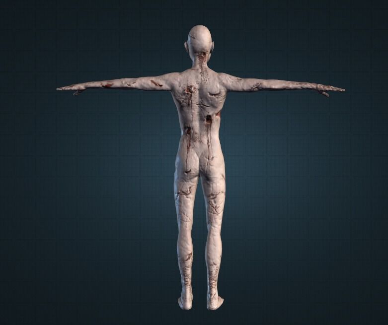 Ultra Real Male Zombie 3D Model and Animation Pack Low-poly 3D model_4